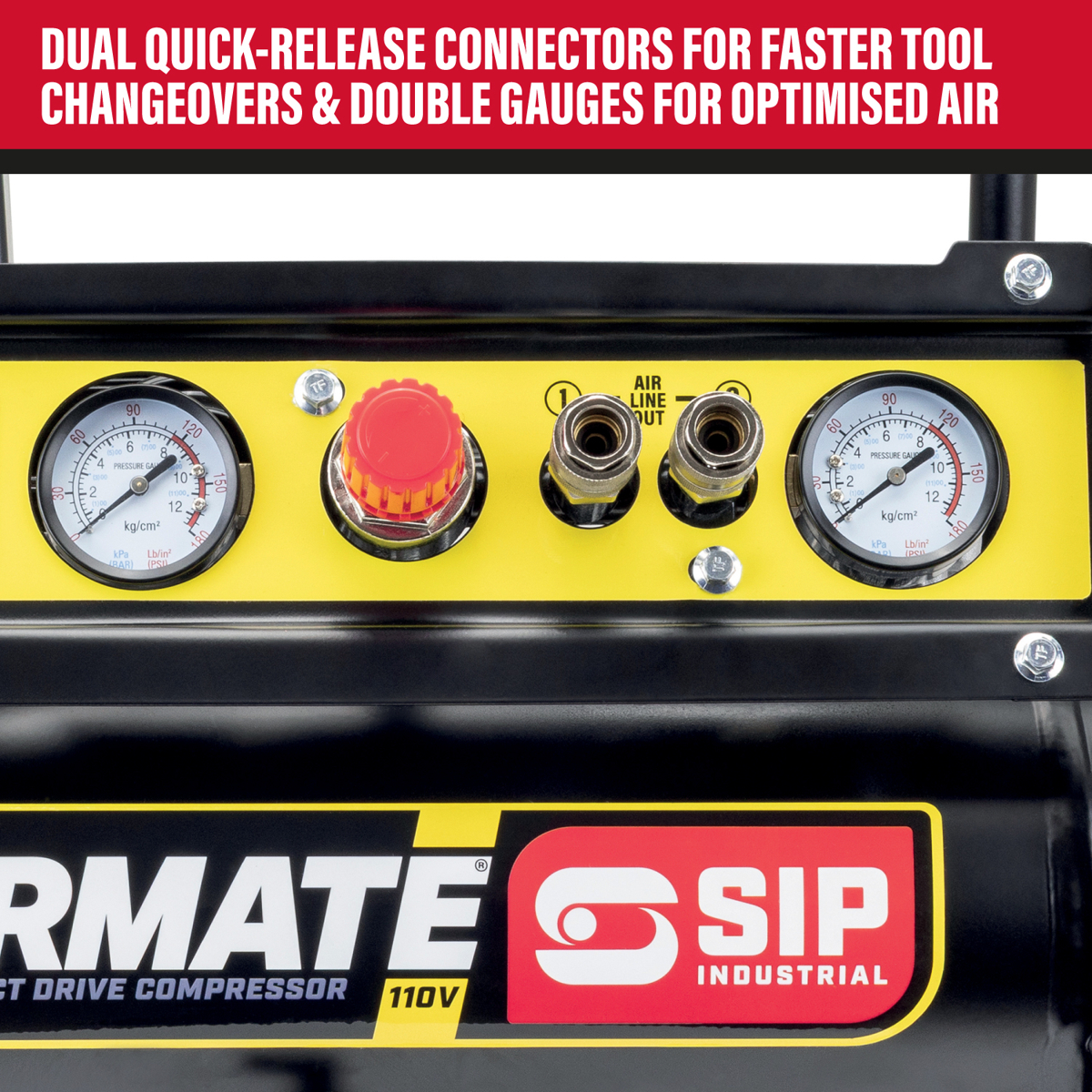 SIP AIRMATE® 110V 6L 1.5hp Low Noise Oil-Free Direct Drive Compressor